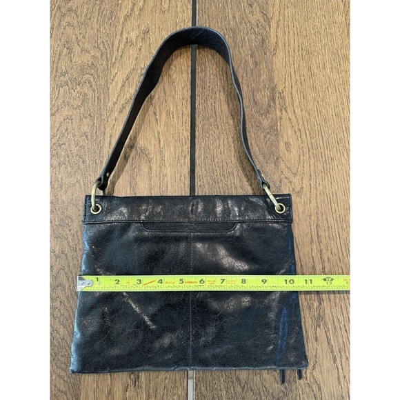 HOBO The Original Black Leather Studded Shoulder Bag Asymmetrical Flap Lined - Picture 12 of 14